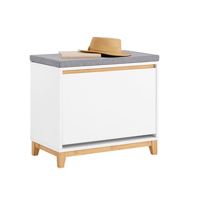 SoBuy | Scarpiera con panca | Panca contenitore con seduta bianca | FSR191-WN