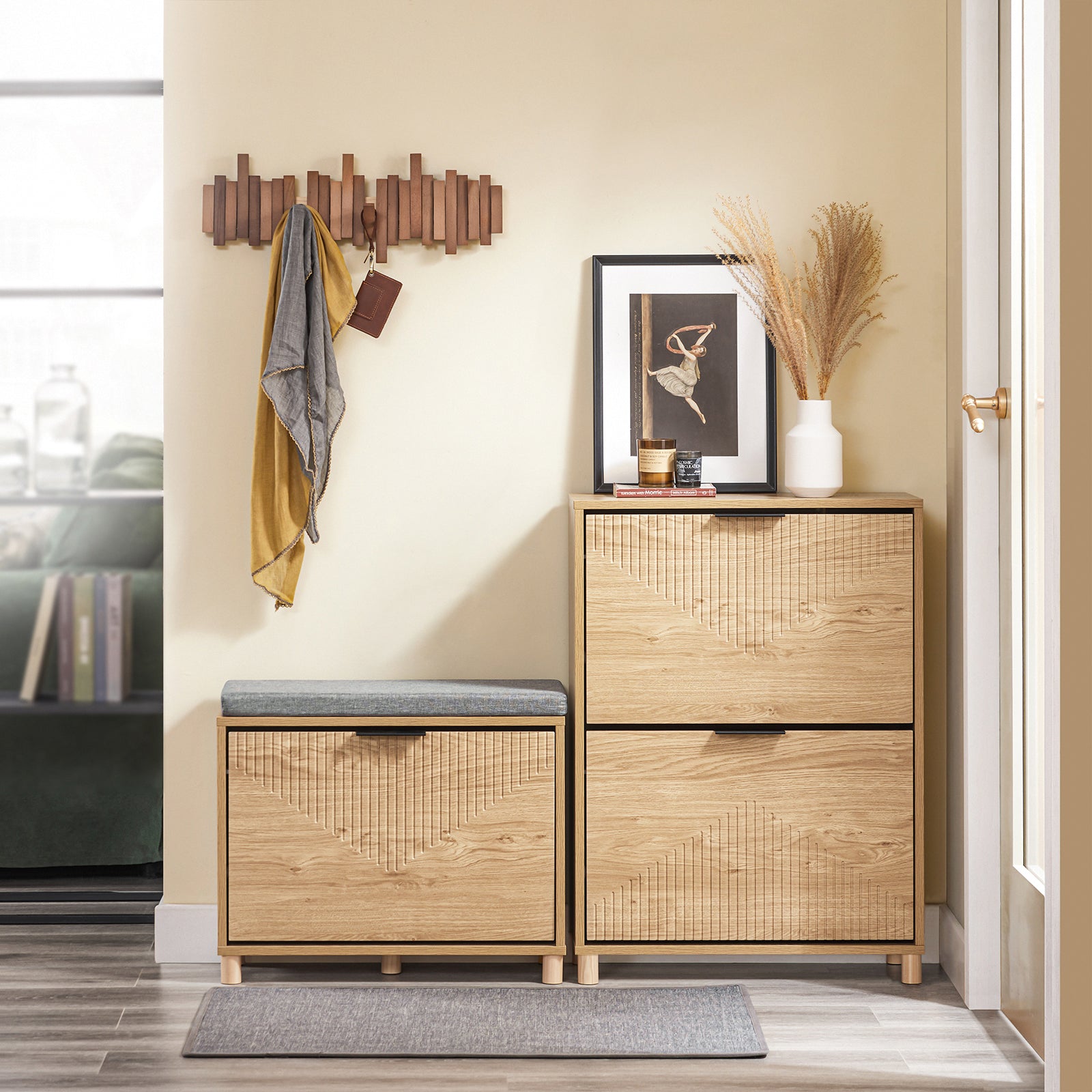 SoBuy | Meuble à chaussures étroit | Étagère à chaussures | Rangement pour chaussures | L 60 x H 88 x P 24 cm | FSR200-II-N 