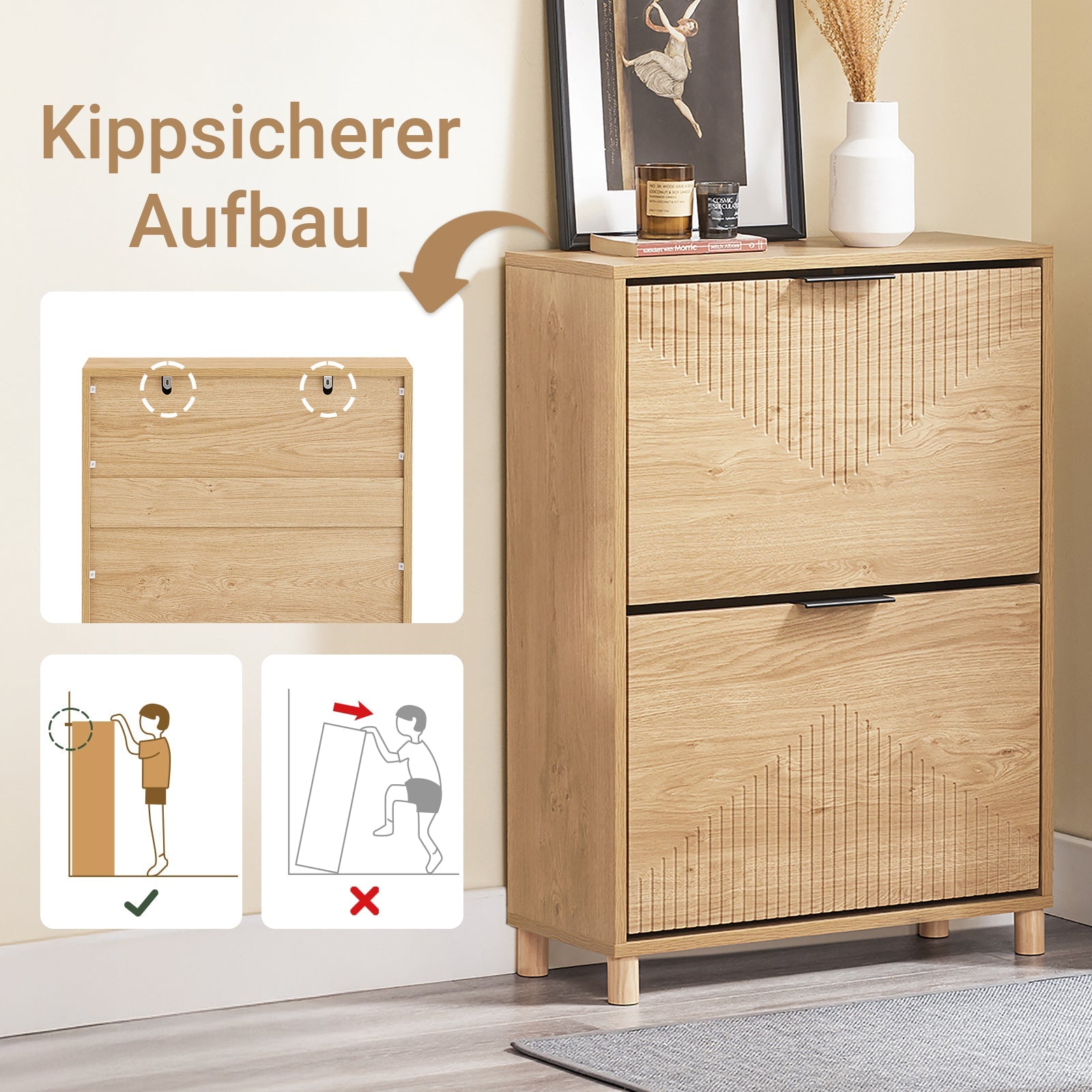 SoBuy | Scarpiera sottile | Scarpiera a ribalta | Scarpiera | L60xH83xP24 cm | FSR200-II-N