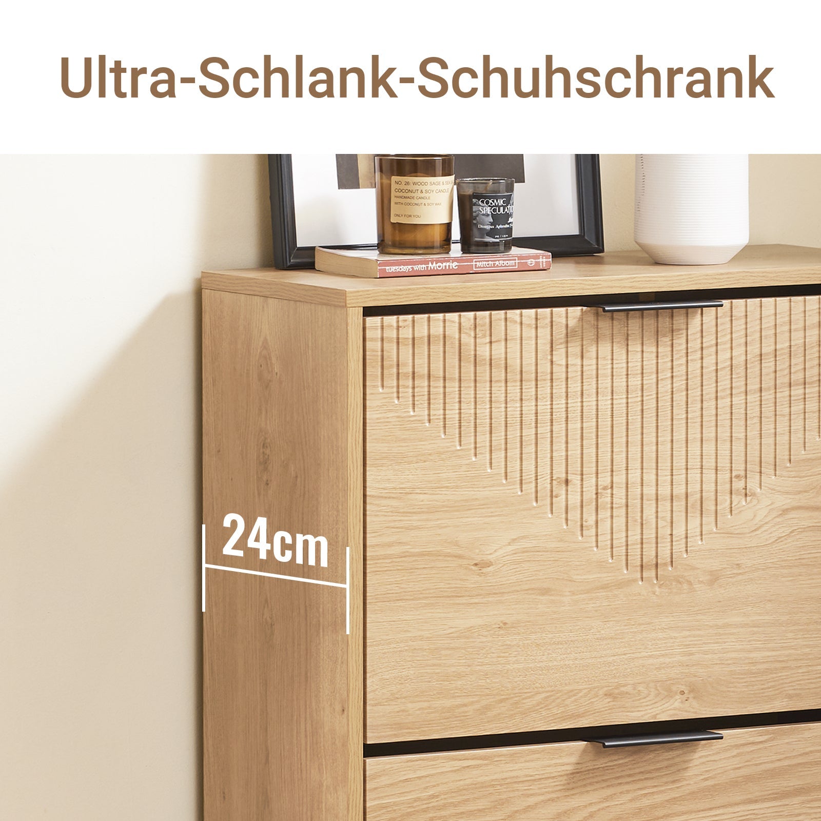 SoBuy | Scarpiera sottile | Scarpiera a ribalta | Scarpiera | L60xH83xP24 cm | FSR200-II-N