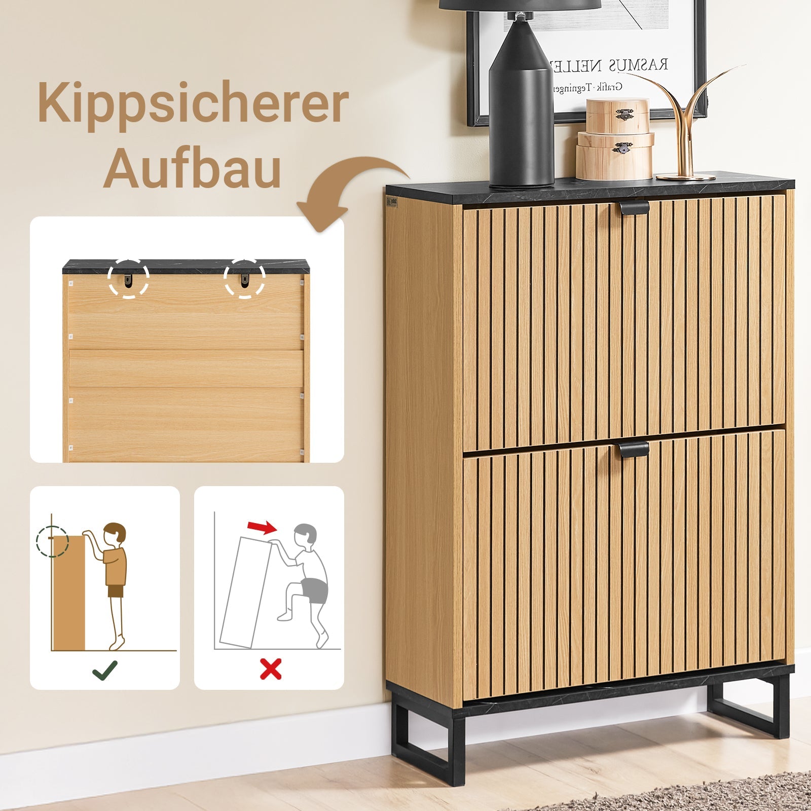 SoBuy | Scarpiera stretta | Scarpiera a ribalta | per 8-12 paia | FSR202-N