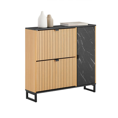 SoBuy | Scarpiera stretta | 2 ante a ribalta | Scarpiera a ribalta | Nero | 90x88x24 cm | FSR203-N