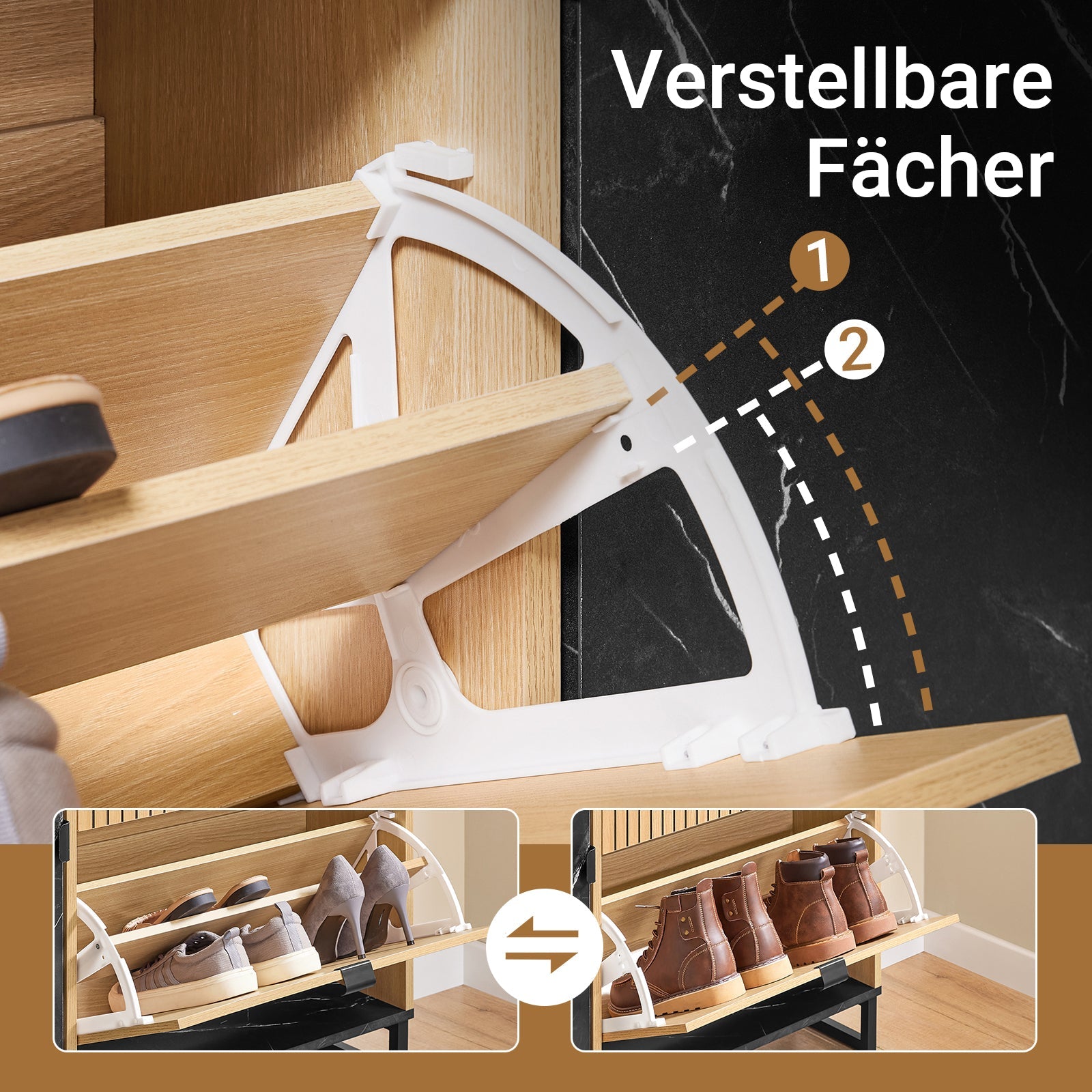 SoBuy | Scarpiera stretta | 2 ante a ribalta | Scarpiera a ribalta | Nero | 90x88x24 cm | FSR203-N