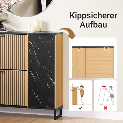 SoBuy | Scarpiera stretta | 2 ante a ribalta | Scarpiera a ribalta | Nero | 90x88x24 cm | FSR203-N