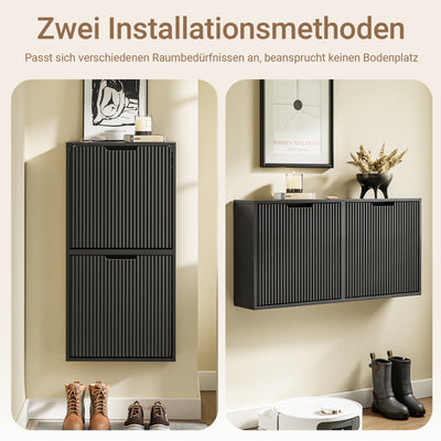 SoBuy | Schuhschrank Schmal Wandmontage | 2-Wege Montage | 19cm Tiefe | Schwarz | FSR204-SCH