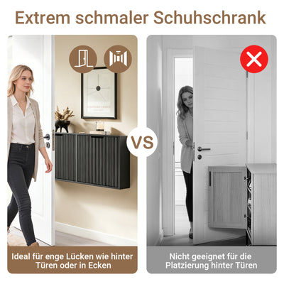 SoBuy | Schuhschrank Schmal Wandmontage | 2-Wege Montage | 19cm Tiefe | Schwarz | FSR204-SCH