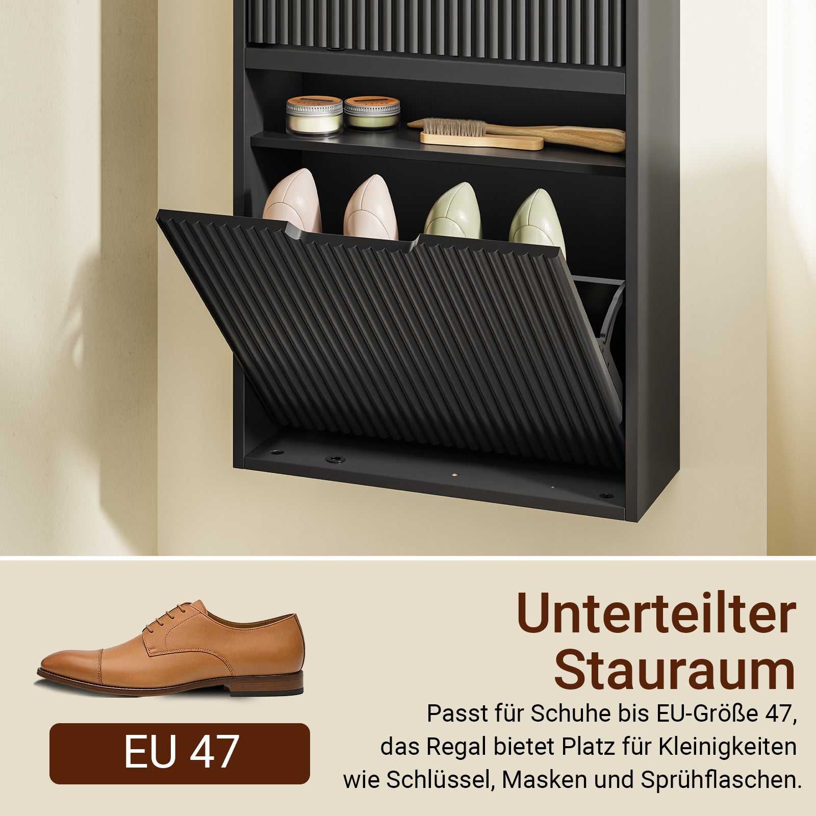 SoBuy | Schuhschrank Schmal Wandmontage | 2-Wege Montage | 19cm Tiefe | Schwarz | FSR204-SCH