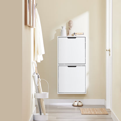 SoBuy | Schuhschrank Schmal | Wandmontage |  2-Wege Montage & Anti-Kipp| 19cm Tiefe | Weiß | FSR204-W