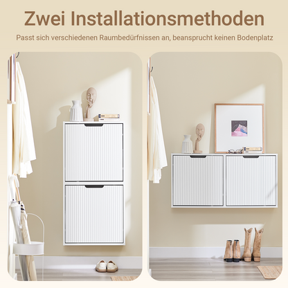 SoBuy | Schuhschrank Schmal | Wandmontage |  2-Wege Montage & Anti-Kipp| 19cm Tiefe | Weiß | FSR204-W