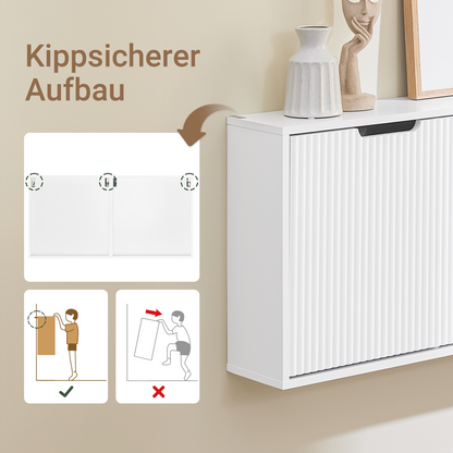SoBuy | Schuhschrank Schmal | Wandmontage |  2-Wege Montage & Anti-Kipp| 19cm Tiefe | Weiß | FSR204-W