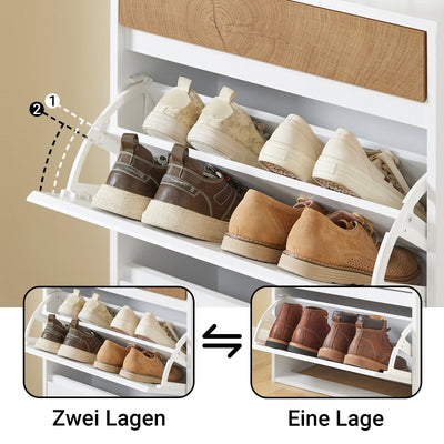 SoBuy | Meuble à chaussures avec 2 abattants et 1 tiroir | Armoire à chaussures | Étagère à chaussures | Blanc | FSR205-WN
