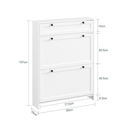 SoBuy | Meuble à chaussures étroit | avec 2 rabats | Blanc | FSR207-W 