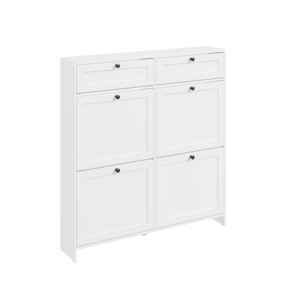 SoBuy | Schuhkipper Schmal | mit 4 Klappen | Weiß | FSR208-W