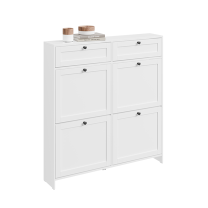 SoBuy | Schuhkipper Schmal | mit 4 Klappen | Weiß | FSR208-W