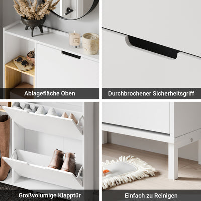 SoBuy | Meuble à chaussures | Meuble de rangement à chaussures étroit blanc | 3 portes | FSR209-WN 