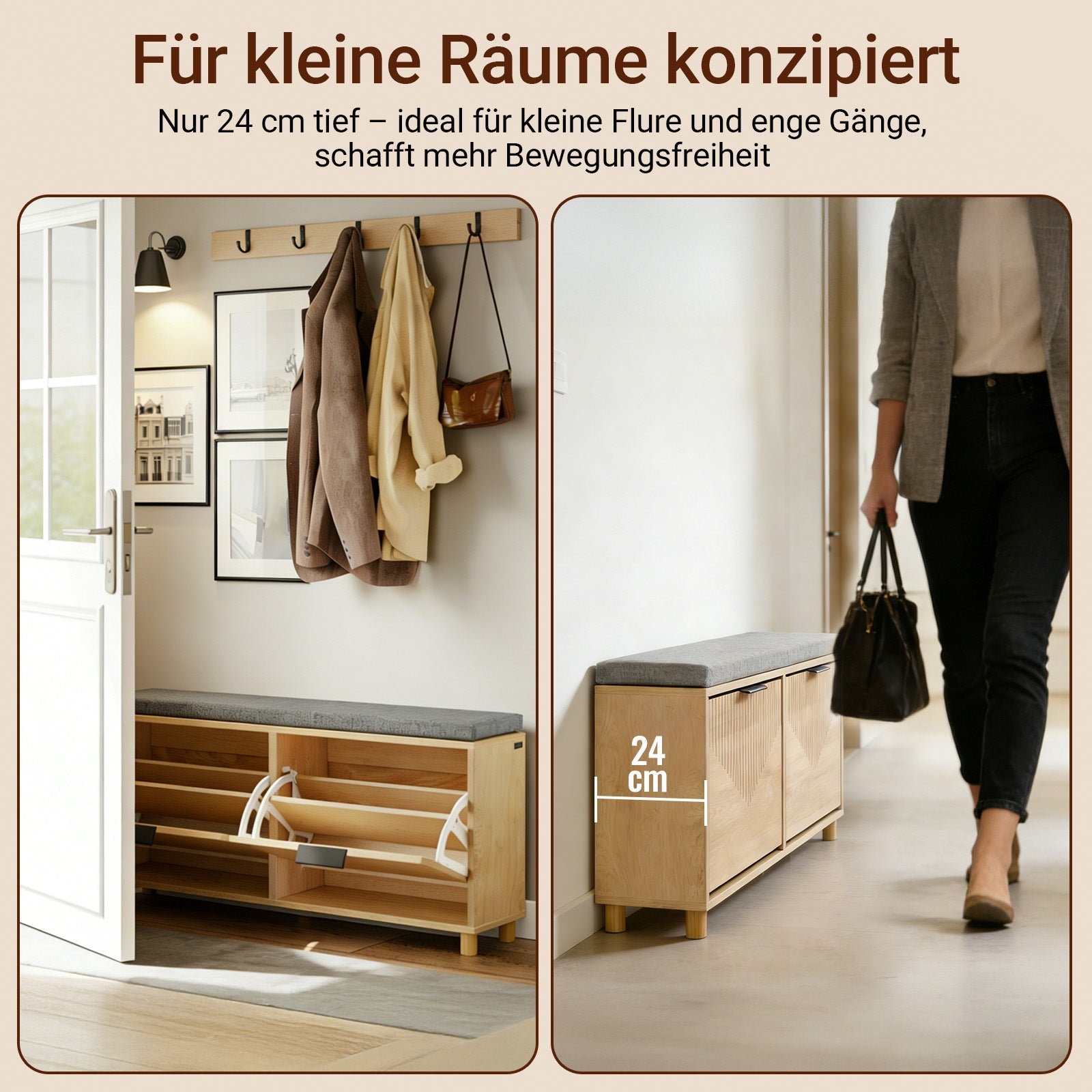 SoBuy Meuble à chaussures étroit avec assise pour grandes chaussures 100x24x50 cm FSR211-N