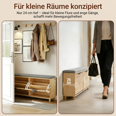 SoBuy Meuble à chaussures étroit avec assise pour grandes chaussures 100x24x50 cm FSR211-N