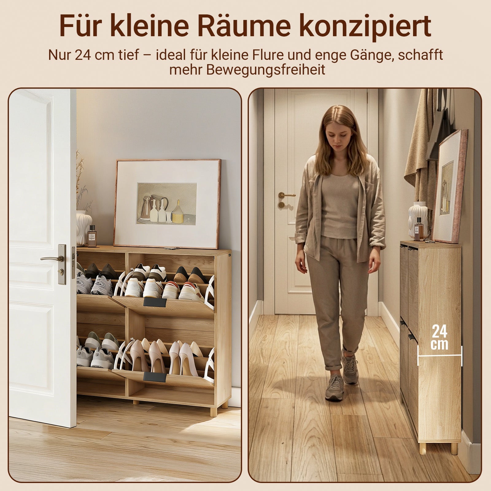 SoBuy meuble à chaussures étroit 24cm de large couleur bois dimensions 100x24x83cm FSR214-N