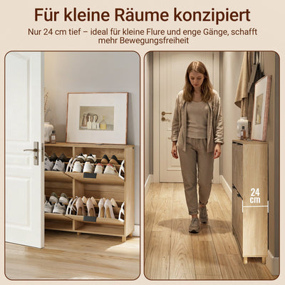 SoBuy meuble à chaussures étroit 24cm de large couleur bois dimensions 100x24x83cm FSR214-N