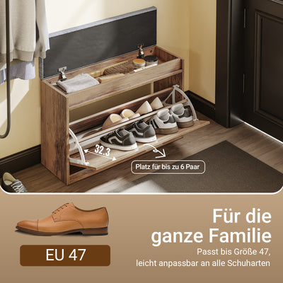 SoBuy Schuhbank schmal 24cm mit Sitzfläche für große Schuhe bis EU 47 | FSR218-F