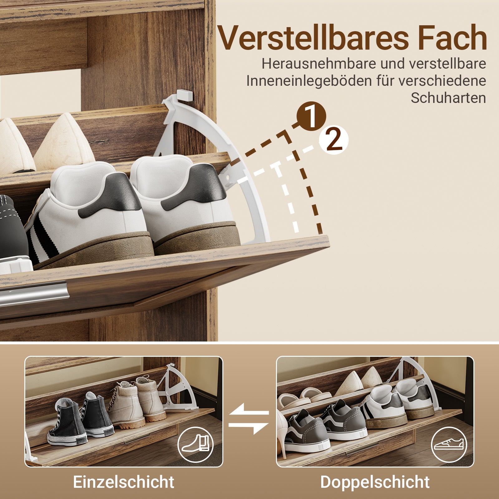 SoBuy Schuhbank schmal 24cm mit Sitzfläche für große Schuhe bis EU 47 | FSR218-F
