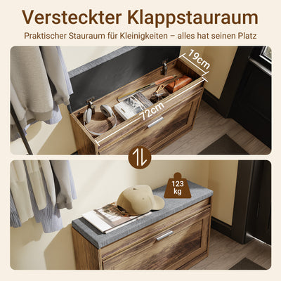 SoBuy Schuhbank schmal 24cm mit Sitzfläche für große Schuhe bis EU 47 | FSR218-F