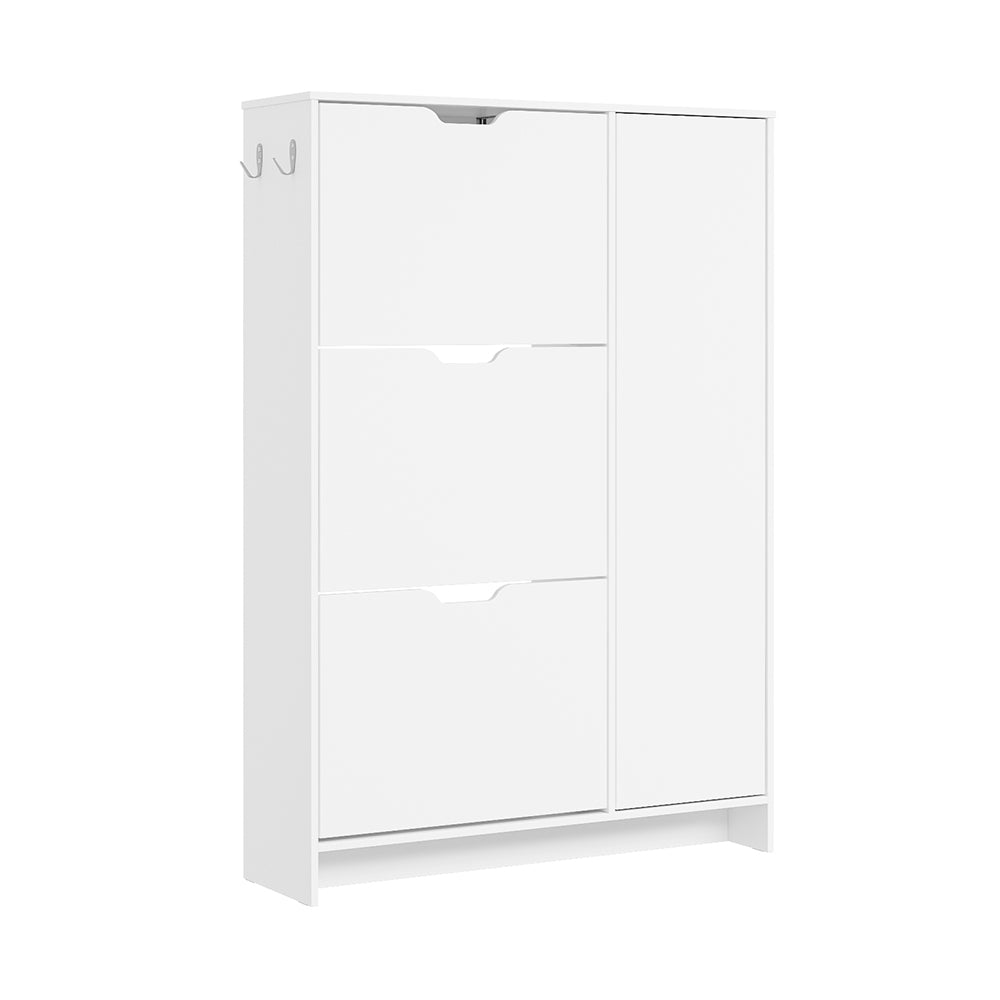 SoBuy Schuhschrank Weiß Klappschrank für 12 Paar Schuhe + 3 Seitenfächer FSR220-W