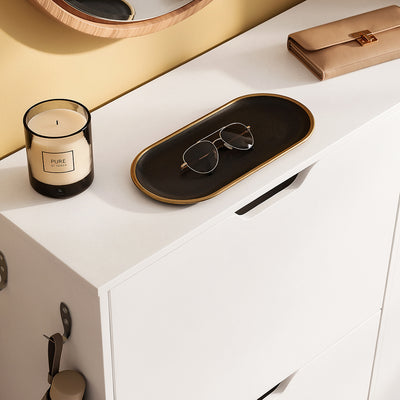 SoBuy Schuhschrank Weiß Klappschrank für 12 Paar Schuhe + 3 Seitenfächer FSR220-W