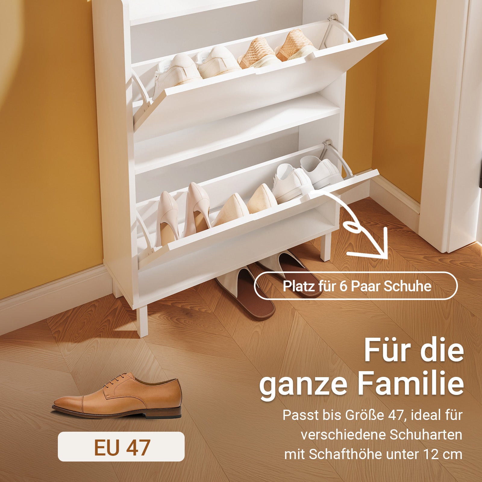 SoBuy Schuhschrank Weiß 2 Türen mit Haken und offener Oberseite 60x19x119 cm FSR221-W