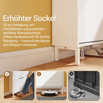 SoBuy Schuhschrank Weiß 2 Türen mit Haken und offener Oberseite 60x19x119 cm FSR221-W