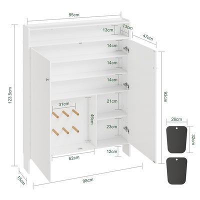 SoBuy | Schuhschrank schmal weiß mit offener Ablage | FSR227-E-W
