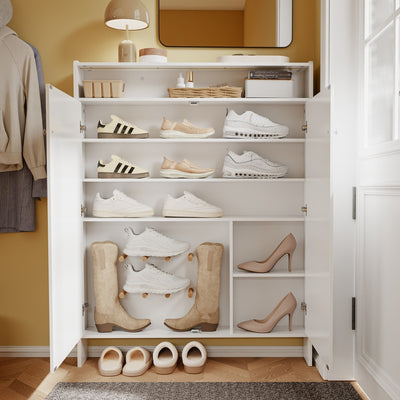 SoBuy | Schuhschrank schmal weiß mit offener Ablage | FSR227-E-W