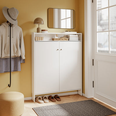 SoBuy | Schuhschrank schmal weiß mit offener Ablage | FSR227-E-W
