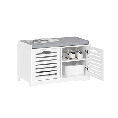 Prevendita | SoBuy | Scarpiera con panca | Cassapanca con 2 ante | Cassapanca per scarpe | Bianco | FSR23-II-W