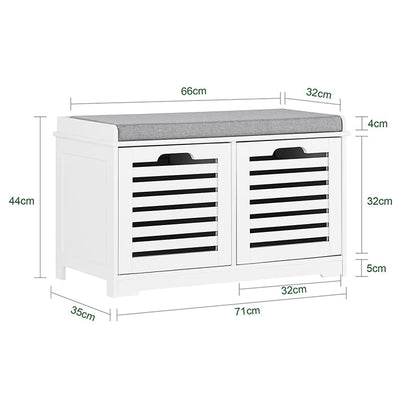 SoBuy | Banc à chaussures avec coussin d'assise | Meuble de rangement chaussures | Commode de siège Blanc | FSR23-K-W