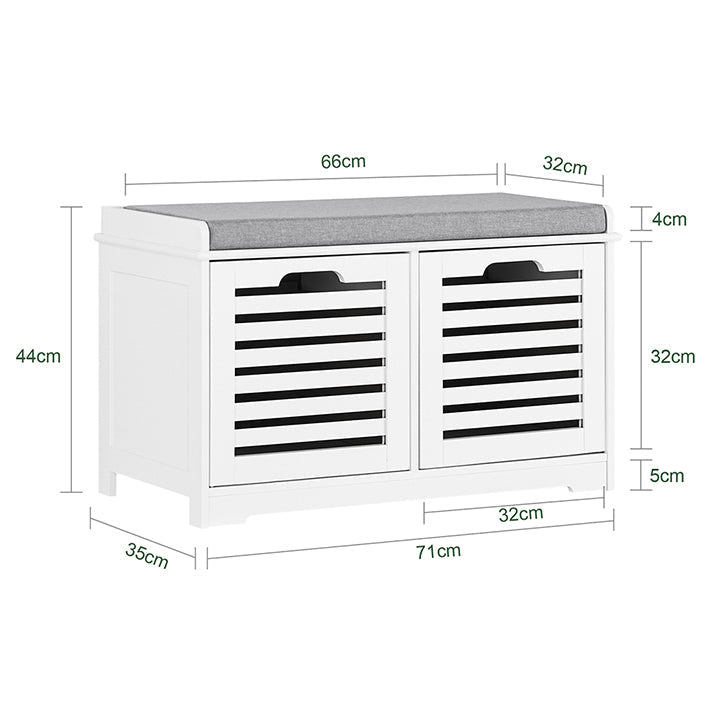SoBuy | Scarpiera con cuscino | Cassapanca portatutto | Comodino con seduta bianco | FSR23-K-W