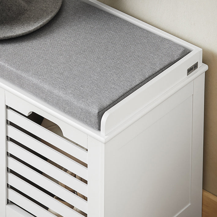 SoBuy | Banc à chaussures avec coussin d'assise | Meuble de rangement chaussures | Commode de siège Blanc | FSR23-K-W