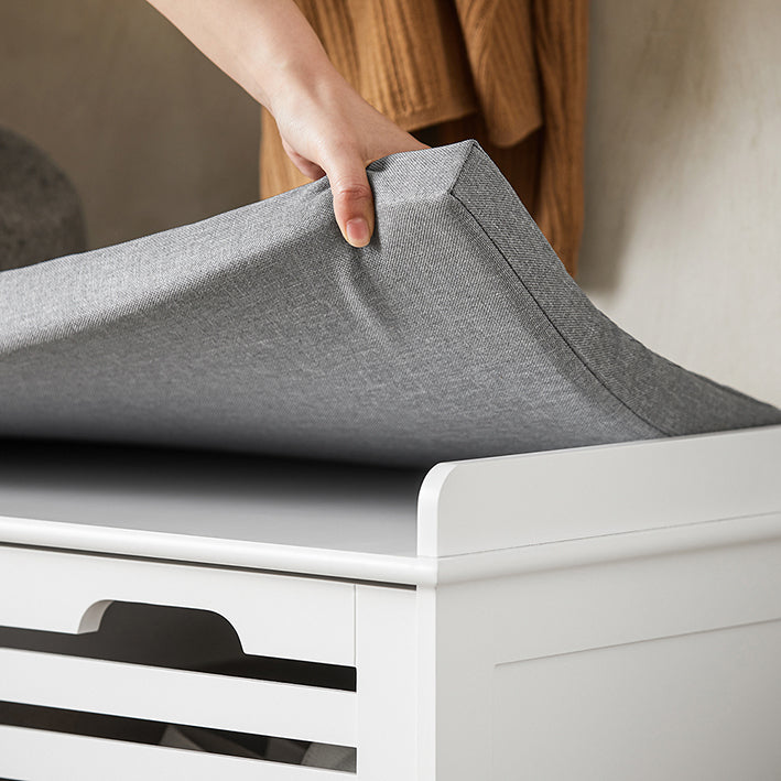 SoBuy | Banc à chaussures avec coussin d'assise | Meuble de rangement chaussures | Commode de siège Blanc | FSR23-K-W