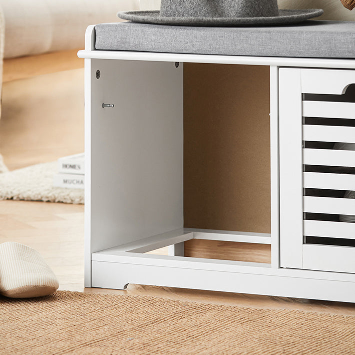 SoBuy | Banc à chaussures avec coussin d'assise | Meuble de rangement chaussures | Commode de siège Blanc | FSR23-K-W