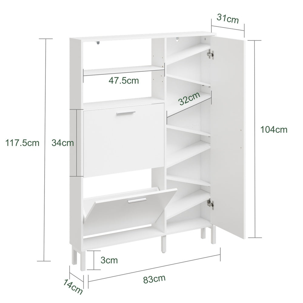 SoBuy | Schuhkipper schmal in Weiß | FSR230-W