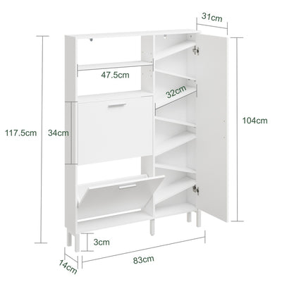 SoBuy | Schuhkipper schmal in Weiß | FSR230-W