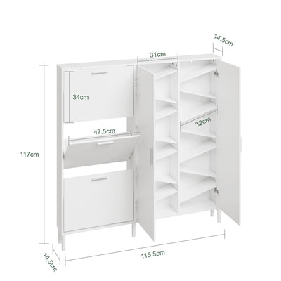 SoBuy | Schuhschrank Weiß mit Schuhkipper und 2 Türen | FSR231-W