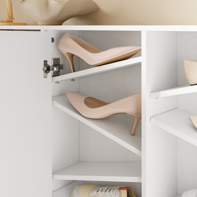 SoBuy | Schuhschrank Weiß mit Schuhkipper und 2 Türen | FSR231-W