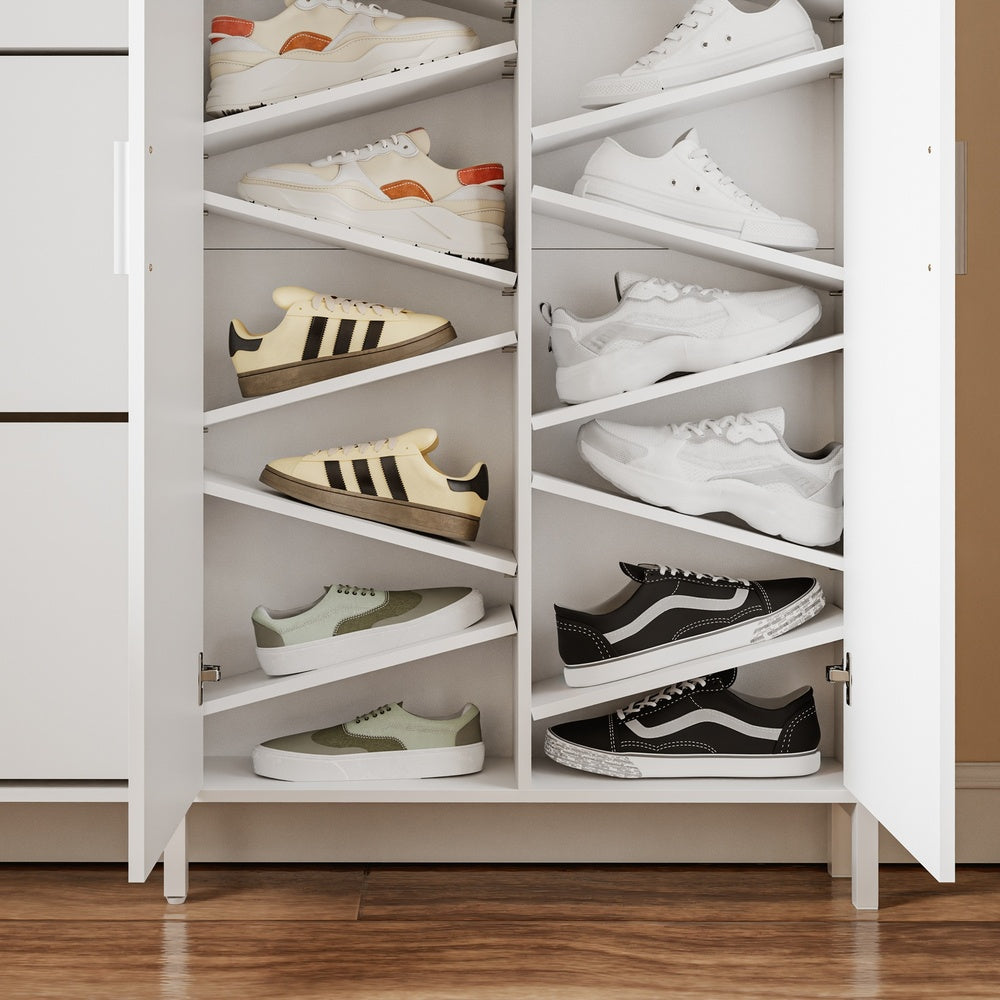 SoBuy | Schuhschrank Weiß mit Schuhkipper und 2 Türen | FSR231-W