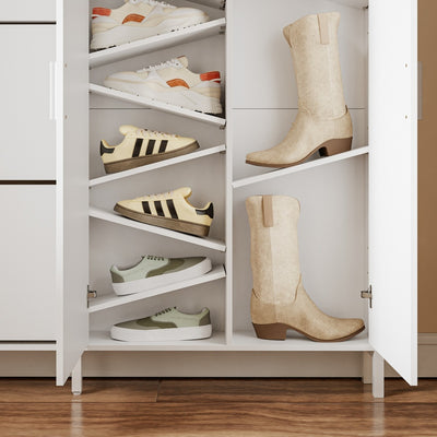 SoBuy | Schuhschrank Weiß mit Schuhkipper und 2 Türen | FSR231-W