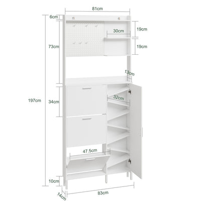 SoBuy | Schuhschrank schmal hoch weiß | FSR232-W