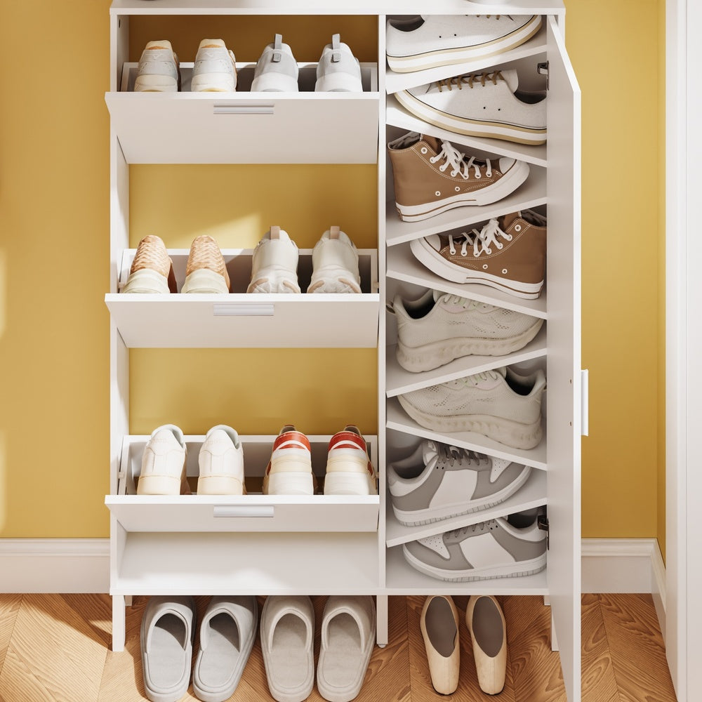 SoBuy | Schuhschrank schmal hoch weiß | FSR232-W