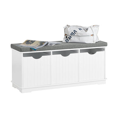 SoBuy | Cassapanca Contenitore | Panca Scarpiera con Cuscino | Cassapanca con Seduta Bianca | FSR30-W