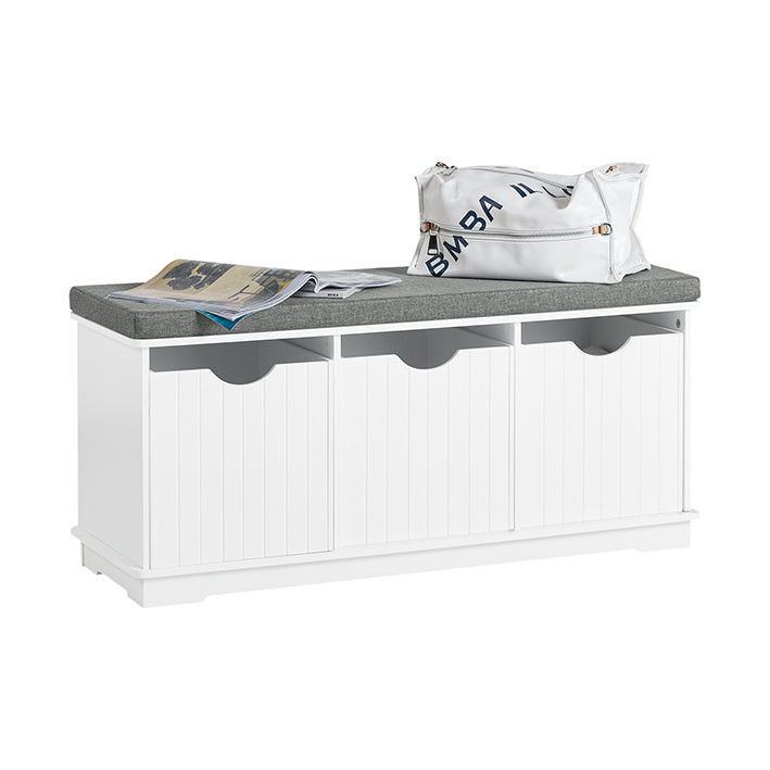 SoBuy | Cassapanca Contenitore | Panca Scarpiera con Cuscino | Cassapanca con Seduta Bianca | FSR30-W