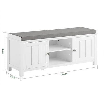 SoBuy | Panca da Ingresso con Cuscino | Scarpiera con Sedile Bianco | FSR35-W